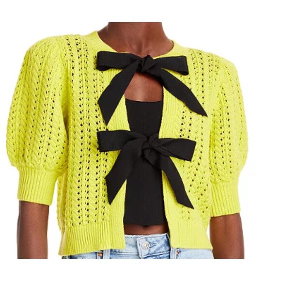 Alice + Olivia 'Kitty' Puff Sleeve Cardigan sz S - Picture 1 of 4